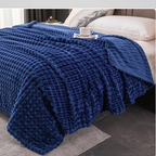 Velour Throw | Rabbit Fleece Throw Blanket - Double-Sided Plush Warm Throw, Luxury Layering Blanket - Royal Blue Color