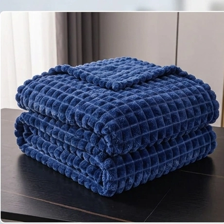 Velour Throw | Rabbit Fleece Throw Blanket - Double-Sided Plush Warm Throw, Luxury Layering Blanket - Royal Blue Color