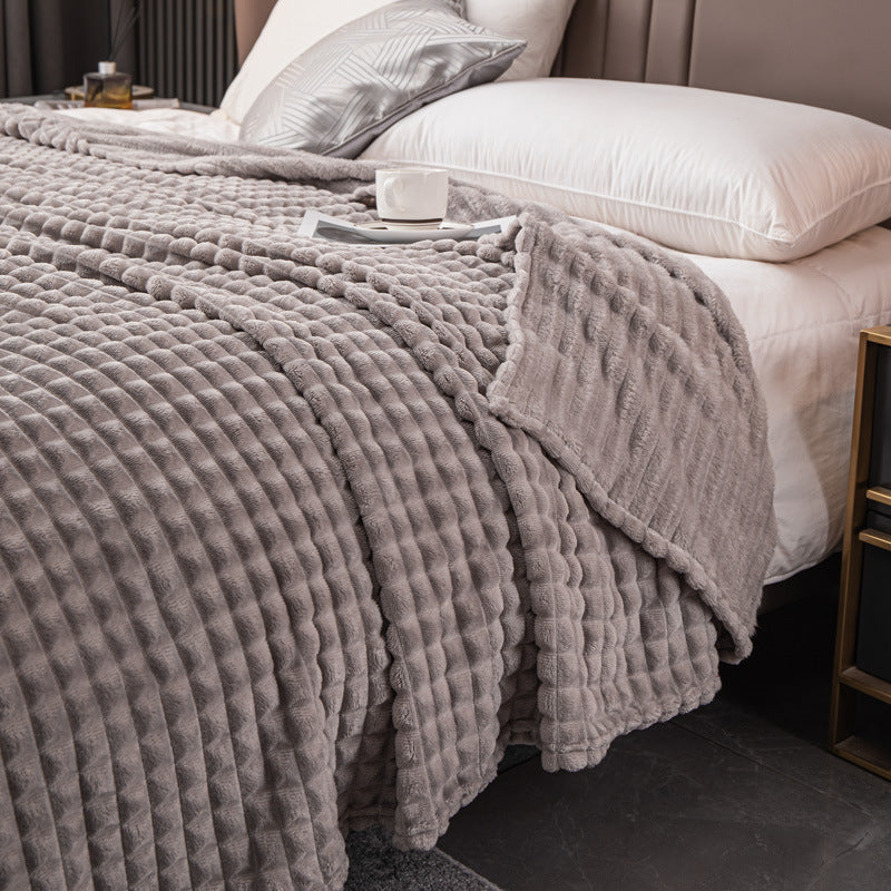 Velour Throw | Rabbit Fleece Throw Blanket - Double-Sided Plush Warm Throw, Luxury Layering Blanket - Silver Color