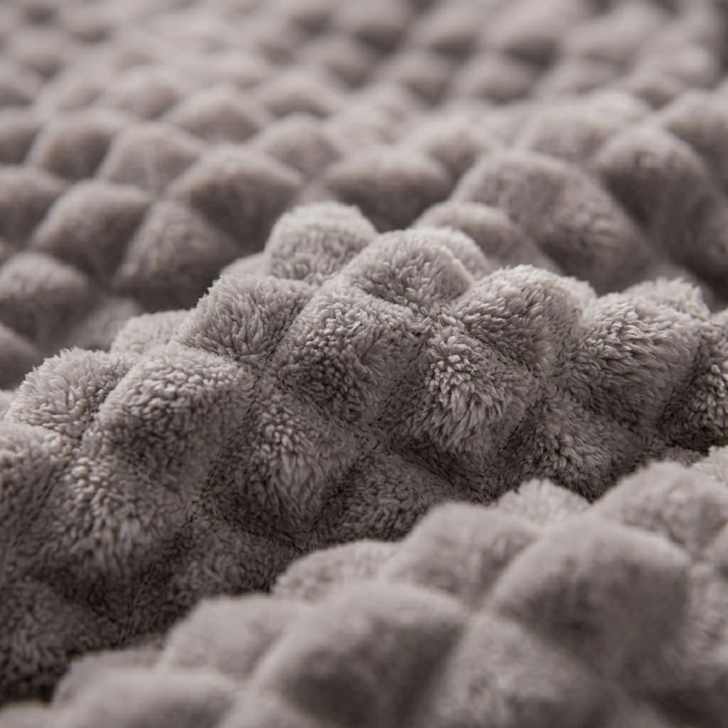 Velour Throw | Rabbit Fleece Throw Blanket - Double-Sided Plush Warm Throw, Luxury Layering Blanket - Silver Color