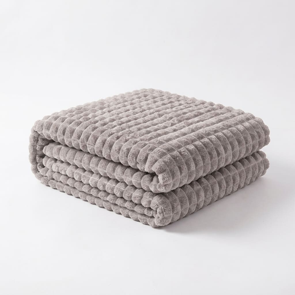Velour Throw | Rabbit Fleece Throw Blanket - Double-Sided Plush Warm Throw, Luxury Layering Blanket - Silver Color