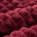 Velour Throw | Rabbit Fleece Throw Blanket - Double-Sided Plush Warm Throw, Luxury Layering Blanket - Wine Red Color