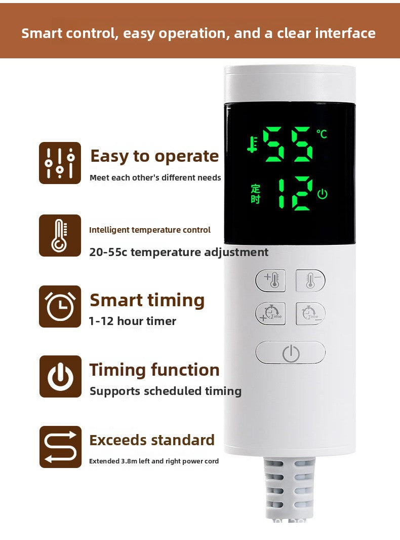 Adjustable Heated Electric Blanket - Soft Wool Fabric Warming Throw