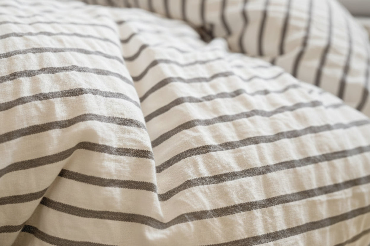 Striped Washed Cotton Bedding Set - Soft Breathable Comfort Set