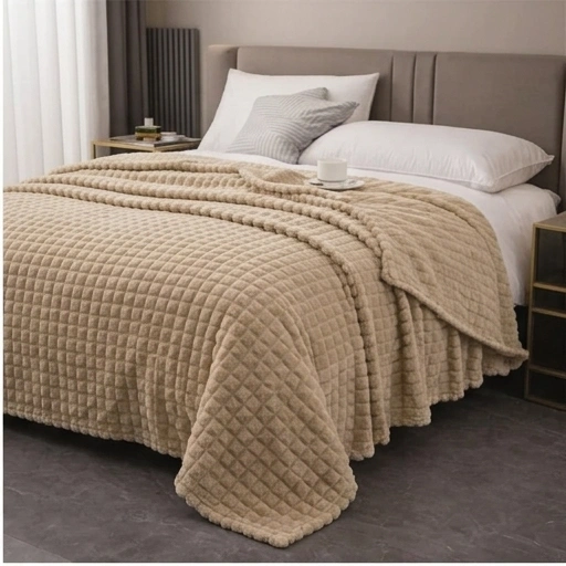 Plush Rabbit Fleece Blanket - Double-Sided Soft Warm Throw