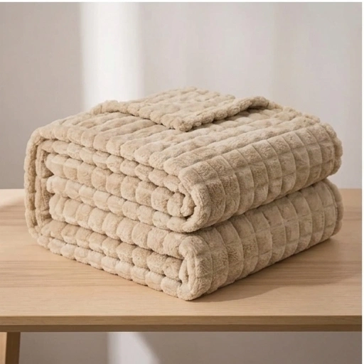 Plush Rabbit Fleece Blanket - Double-Sided Soft Warm Throw