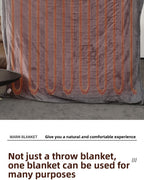 Adjustable Heated Electric Blanket - Soft Wool Fabric Warming Throw