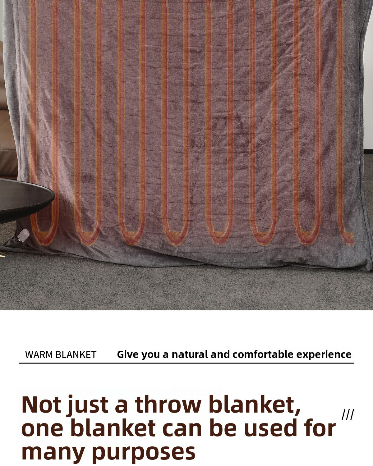 Adjustable Heated Electric Blanket - Soft Wool Fabric Warming Throw