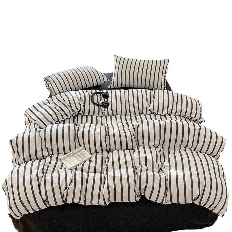 Striped Washed Cotton Bedding Set - Soft Breathable Comfort Set