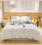 Striped Washed Cotton Bedding Set - Soft Breathable Comfort Set