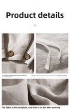 100% French Linen 4 Piece Duvet Cover Set - Luxury Washed Linen Bedding with Fitted Sheet