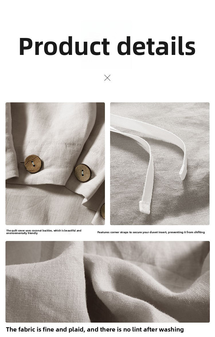 100% French Linen 4 Piece Duvet Cover Set - Luxury Washed Linen Bedding with Fitted Sheet